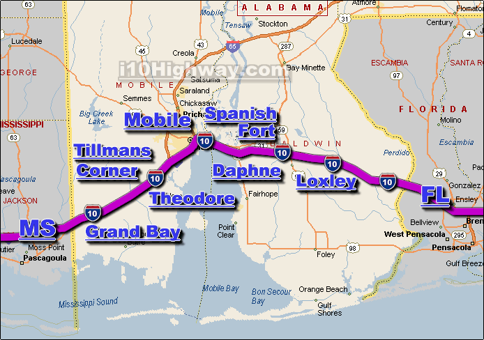 Interstate 10 Alabama Freeway Traffic Map