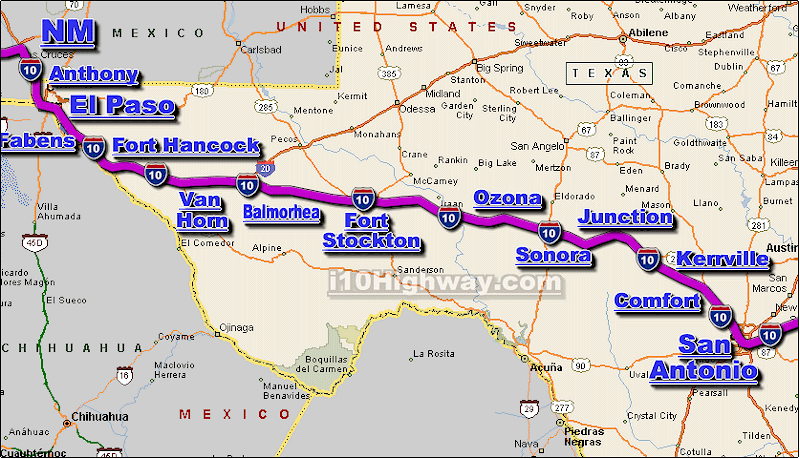 Interstate 10 West Texas Freeway Traffic Map