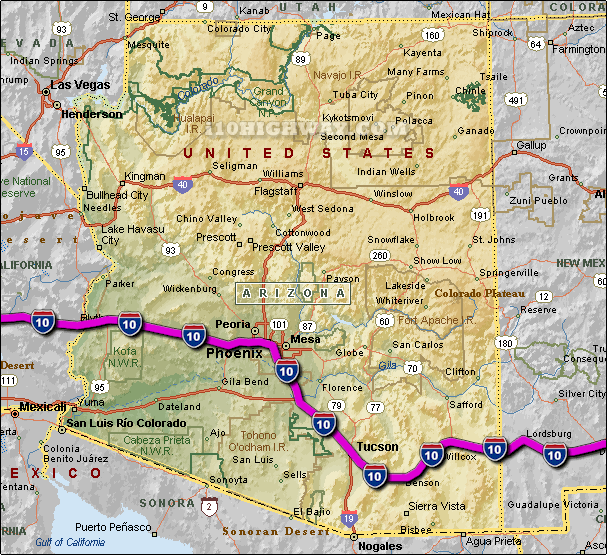 i-10 Arizona Map