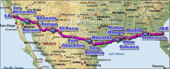 Road map of Louisiana with distances between cities highway freeway free