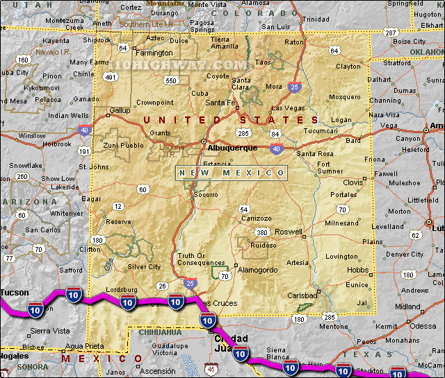 Colorado New Mexico Border Map I-10 New Mexico Map